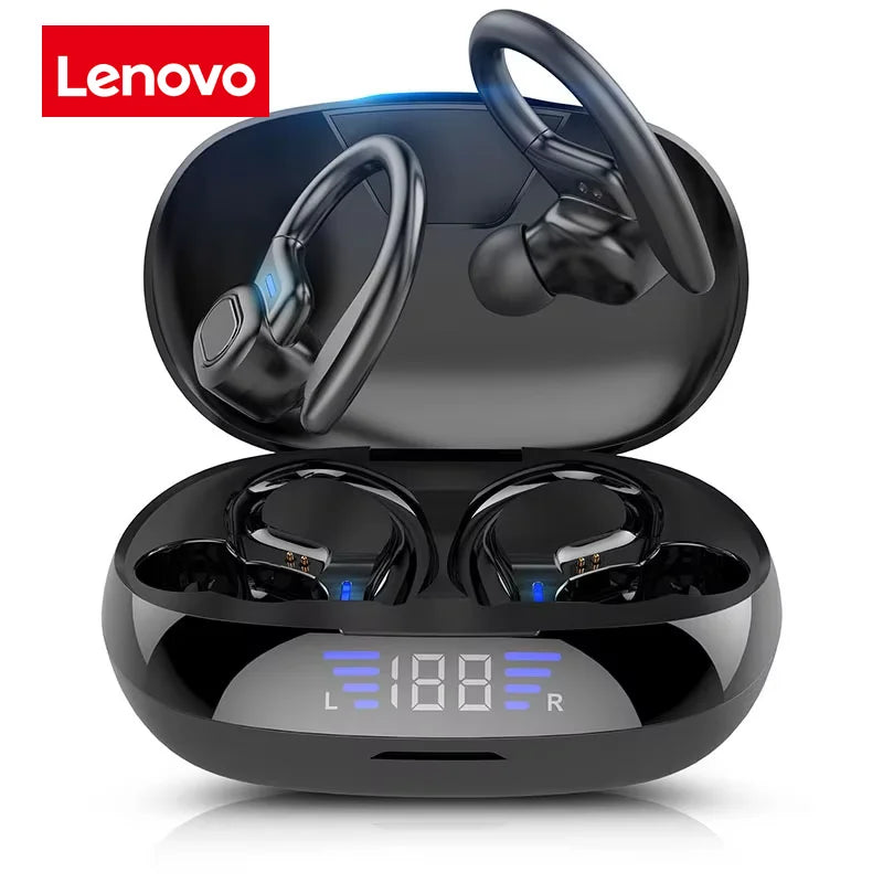 Lenovo Original Sports Wireless Earphones Ear Hanging Running Bluetooth Earphones Digital Display Noise Reduction Earphones