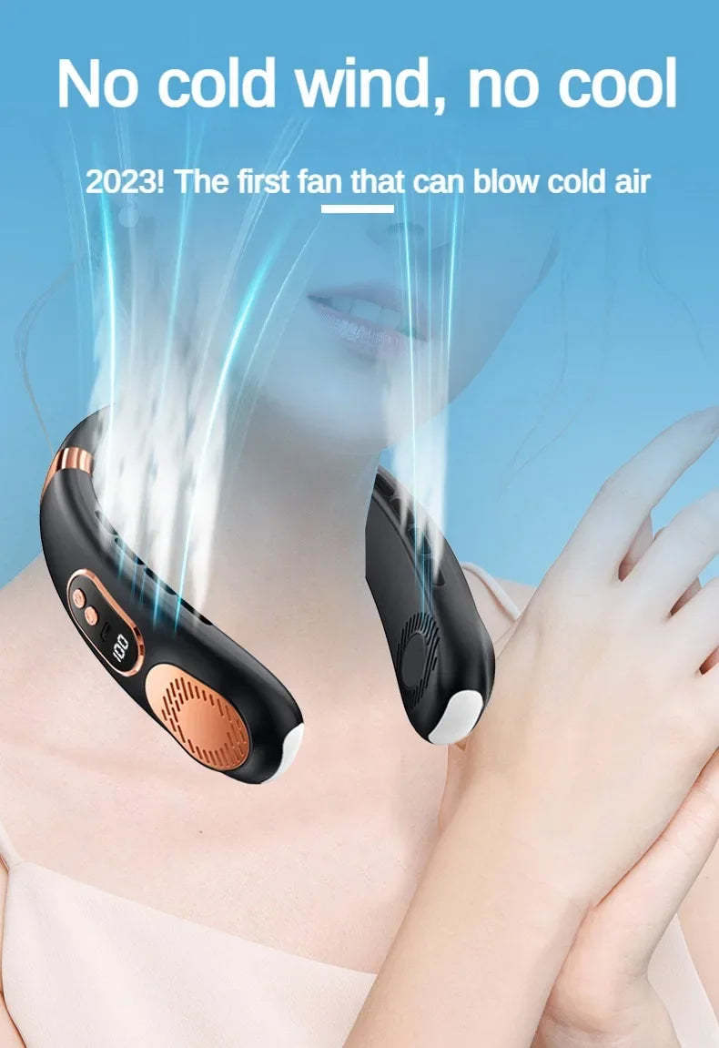 Personal Fan with LED Indicator, USB-C Charging, Long-Lasting 4000mAh Battery, Hands Free Bladeless Fan with 5 Adjustable Speeds