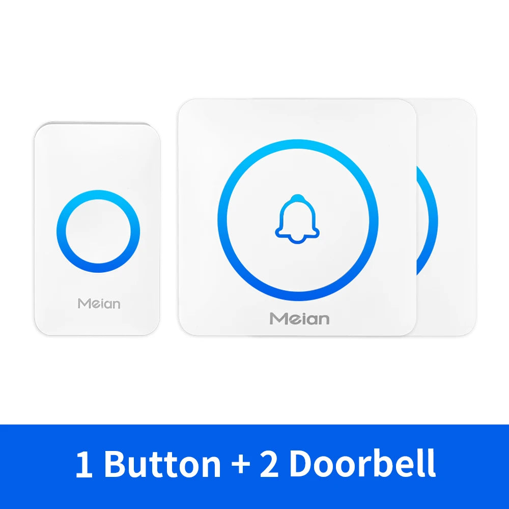 Meian IP65 Waterproof Wireless Doorbell Smart Home Outdoor Door Bell 60 Ringtone 5 Volume Adjustable LED Flash Smart Door Bell