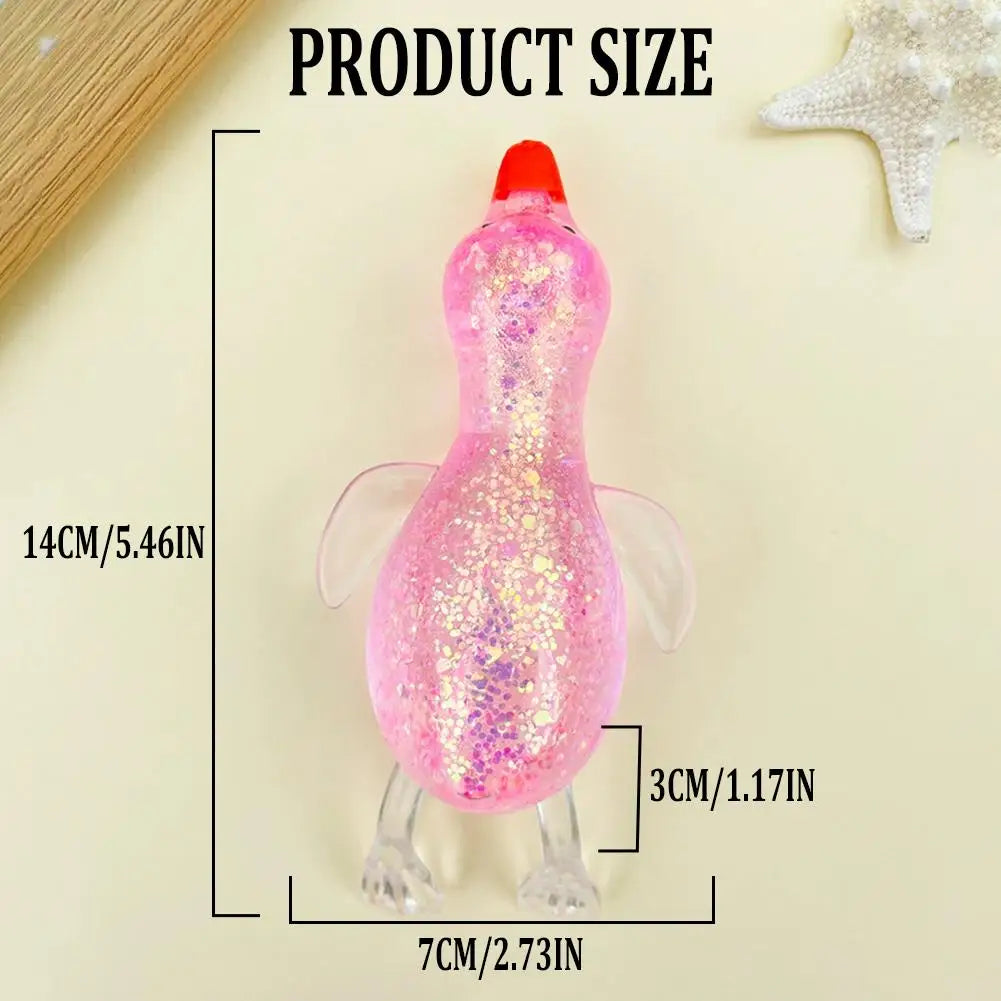 Glitter Duck Squishy Stress Relief Toy | TPR Material | Random Color | Soft Squeeze Fidget Toy for Anxiety Relief | Portable