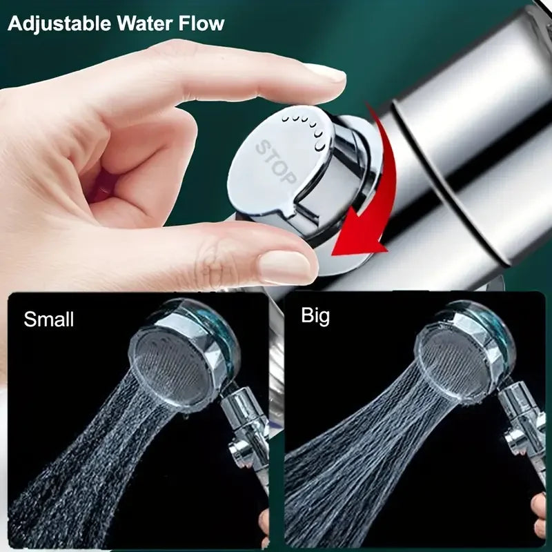 360° Rotating Turbine Fan Handheld Shower Head High Pressure Water Saving Spray Shower Filter Bathroom Accessories