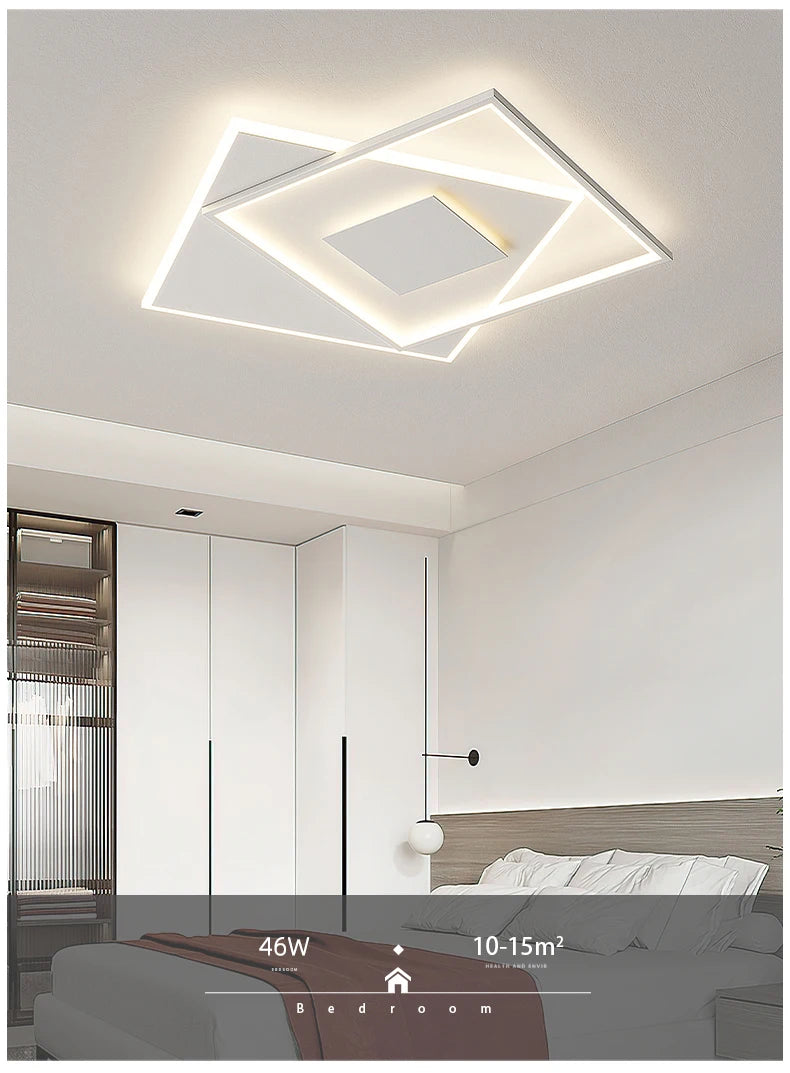 Modern Nordic Led Ceiling Light Square Minimalist Lamps for Kitchen Living Dining  Room Art Home Decoration Chandelier
