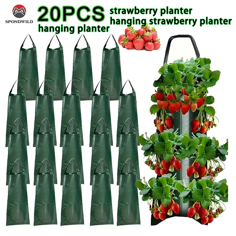 Hanging Strawberry Planter Hanging Planter, Vertical Garden Bag for Balcony, Durable Outdoor Indoor Grow Bag