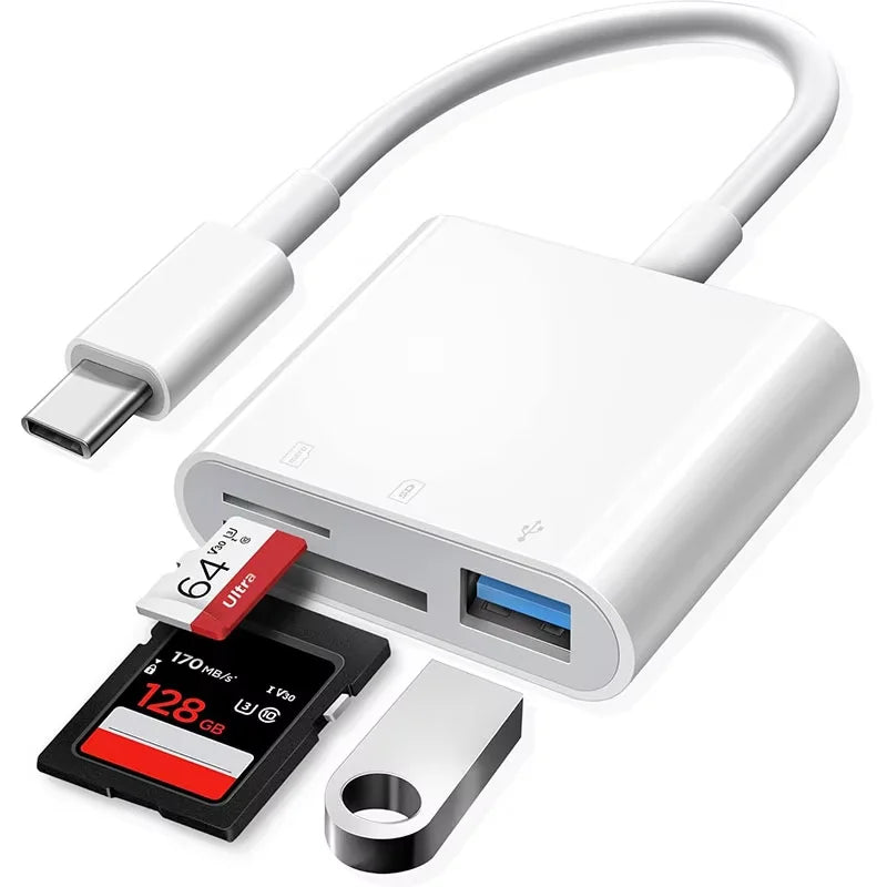 USB C SD Card Reader for iPhone 15-17 iPad Mac pro Air with USB a Port Micro SD Memory Card Adapter Camera Card Reader