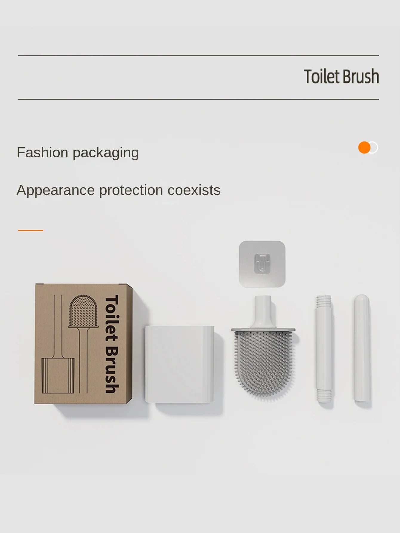1 mini silicone toilet brush set, wall mounted and standing dual-purpose, soft silicone brush, easy to clean toilet corners