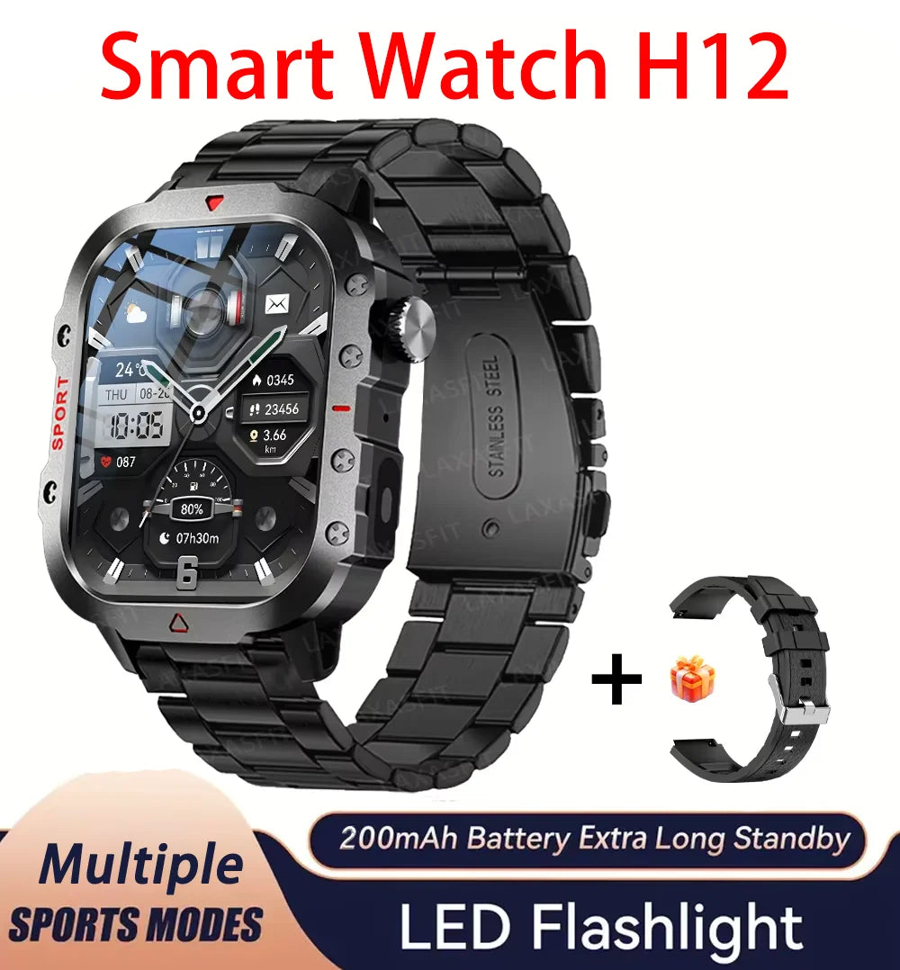 2026 New Smart Watch Men Bluetooth Calling Fitness Tracker LED Flashlight Sleep Monitor Sports Smartwatch For Android iOS