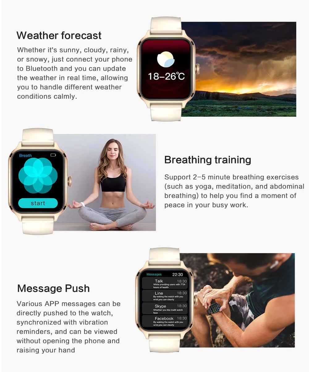 SENBONO New 1.91" Women Smartwatch Bluetooth Call Heart Rate Blood Oxygen Tracker Sport Smart Watch Women Men for IOS Androird