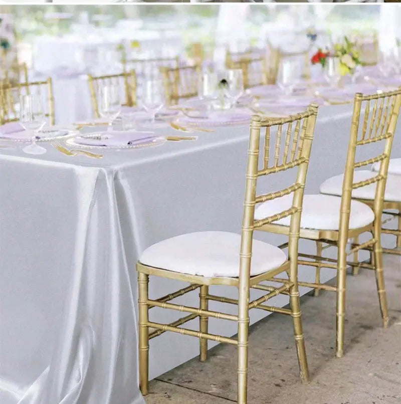 Rectangle Wedding Satin Large Tablecloth Bright Smooth Silk Table Cover Anniversary Dining Party high-end Table Decor