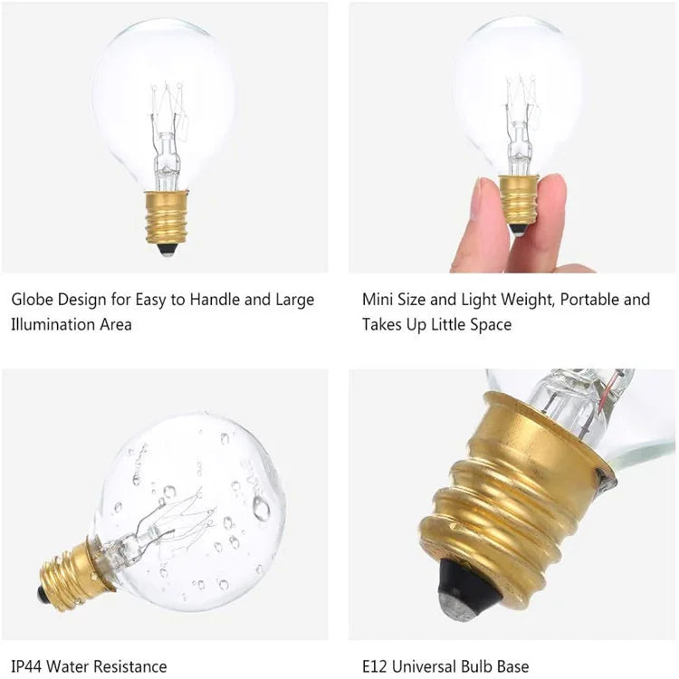5-25PCS Vintage G40 Led String Light Replacement Bulb 1W 3V 120V 220V Plastic Shatterproof Globe Ball Lamp E12 Base 2700K Edison