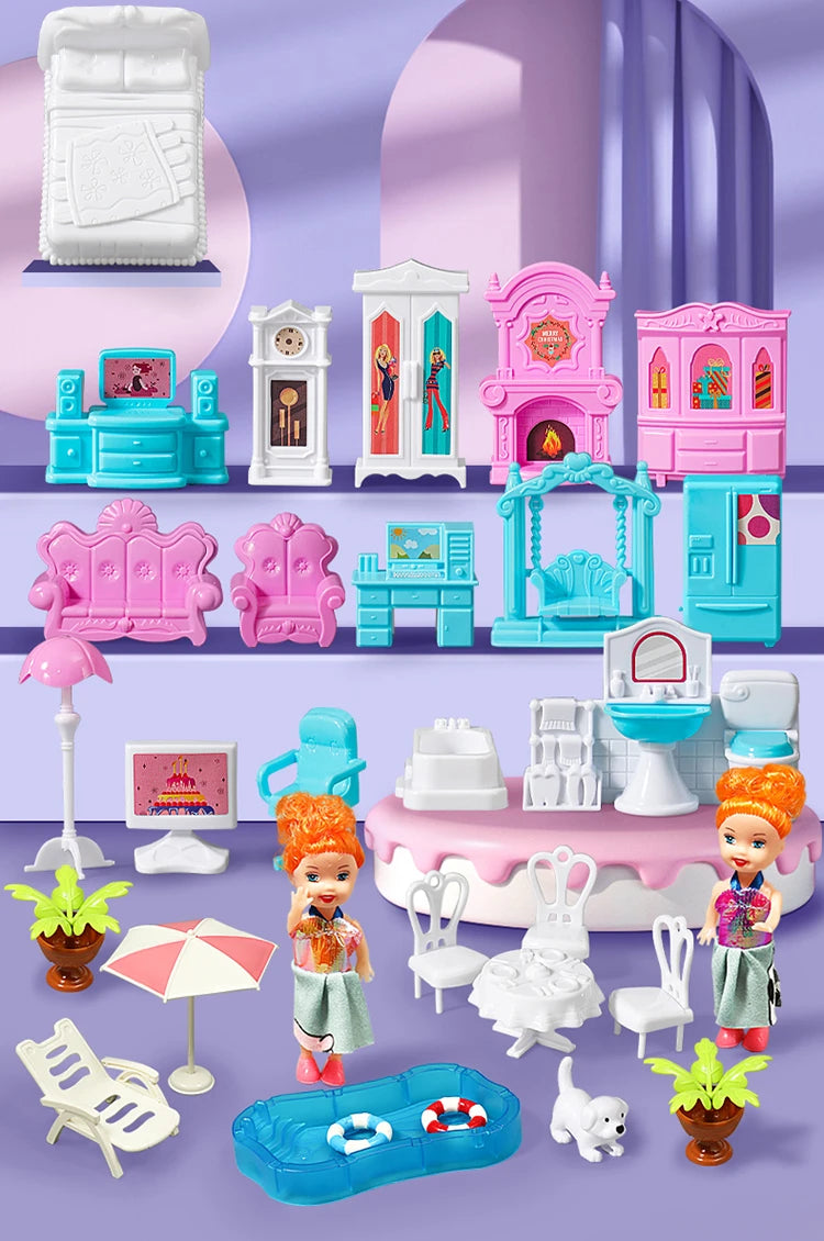 3D DIY Fantasy Princess Castle Villa Assembly Doll House Set Toys, Girls Home Toys & 3D Kids Toys