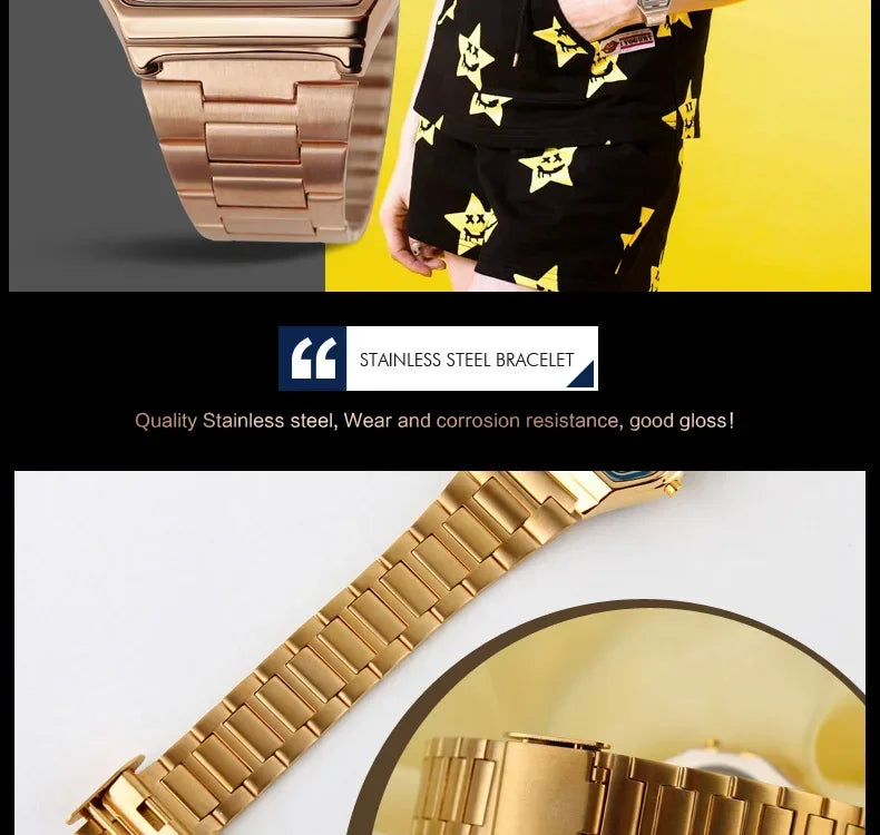 Skmei Fashion Men Stainless Steel Strap LED Display 3Bar Waterproof Digital Watch Reloj Hombre For Casual 1123 Sport Watches