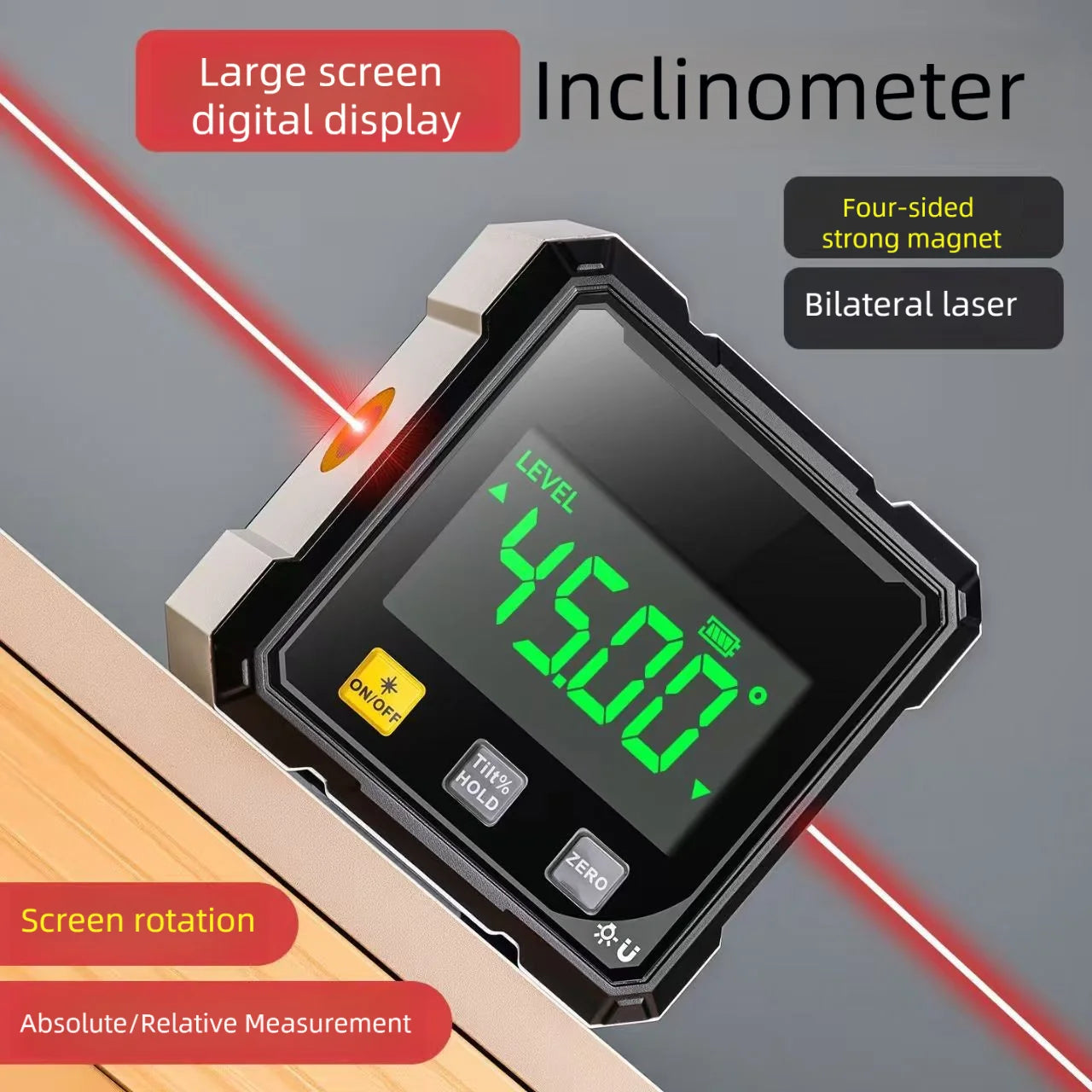 Magnetic Laser Inclinometer Digital Electronic Level Instrument Digital Angle Measuring Protractor Hand Tools For Woodworkin