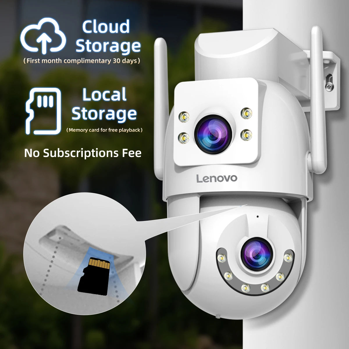 Lenovo 4MP HD Wifi PTZ Camera Outdoor Dual Lens Dual Screen Auto Tracking Security IP Camera CCTV Audio Video Surveillance