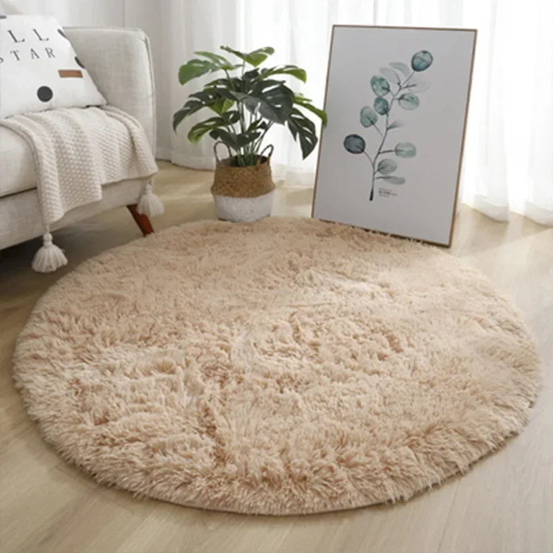 Super Soft Plush Round Rug Mat Fluffy White Carpets For Living Room Home Decor Bedroom Kid Room Decoration Salon Thick Pile