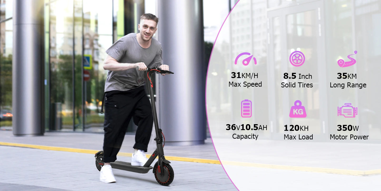 AOVOPRO Electric Scooter Top Speed: 19 Mph Range: 21.75 Miles Peak Power: 350W Suitable For Adults Foldable Electric Scooter