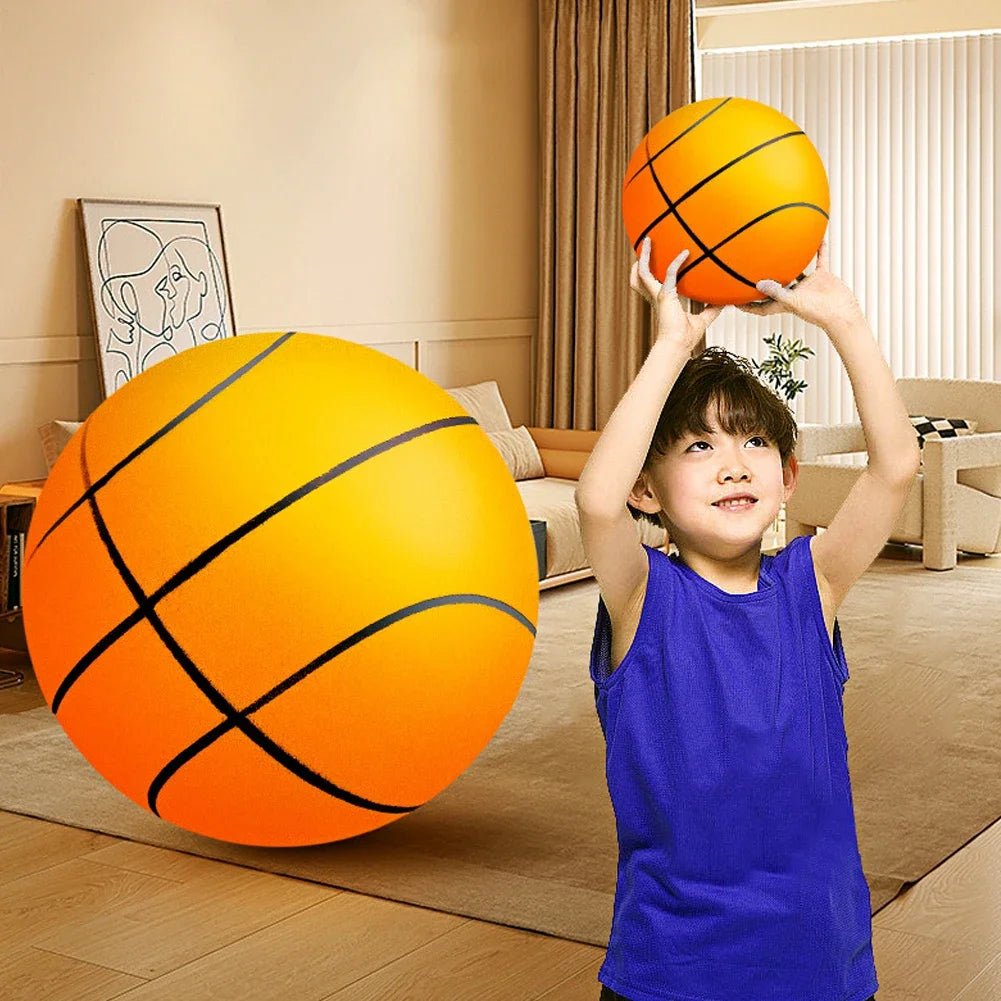 Kids Indoor Silent Basketball Ball 24/21/18cm High-Resilience Foam Silent Basketball Size 7 Lightweight Small Basketball Basket