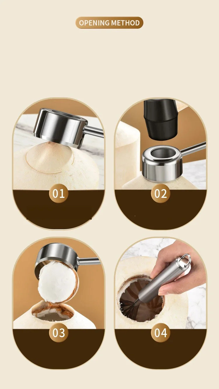 Coconut Opener Tools Creative Dual-purpose Hand Hole Puncher Hammer Coconut Breaker Kitchen Gadgets for Fresh Coconut Wate