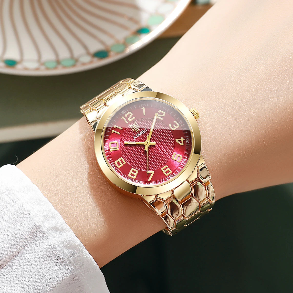 Elegant Women Watches Fashion Arabic Dial Bracelet Strap Ladies Quartz Wristwatches Reloj Mujer Girls Clock Gift（Without Box）