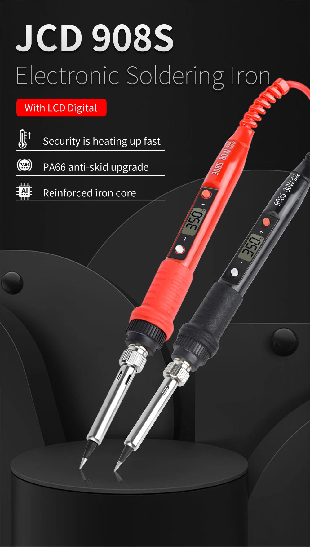 JCD Electric Soldering Iron 80W LCD Digital Display Adjustable Temperature Soldering Iron Tips 220V/110V Welding Solder Tools