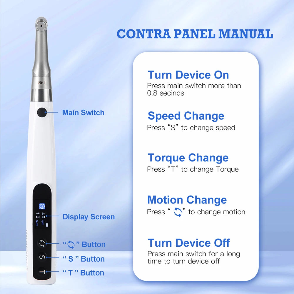 AZDENT Dental Implant Motor Electric Wireless Torque Driver Implant Torque Wrench with 16pcs Screwdrivers Contra Angle Motor