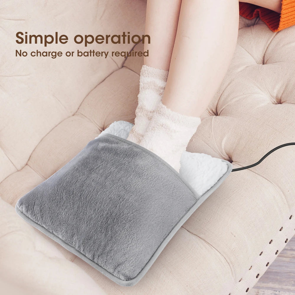 Winter Electric Foot Heating Pad Soft Plush USB Charging Washable Foot Warmer Household Mat for Improved Sleeping