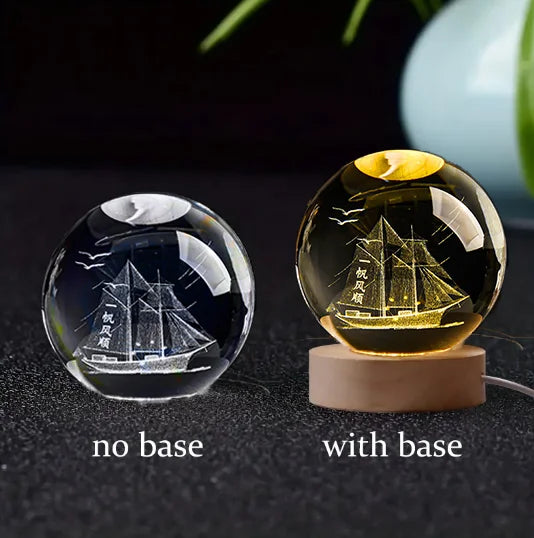6cm 3D Crystal Ball Crystal Planet Night Light Laser Engraved Solar System Globe Astronomy Birthday Gift Home Desktop Decoration