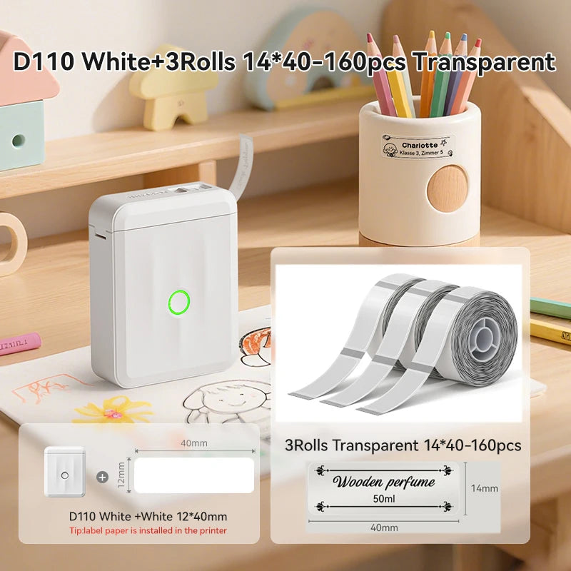 NIIMBOT D110 Upgraded Version Thermal Label Printer Mini Portable Smart Label Maker With Tape for Office Home Kitchen School