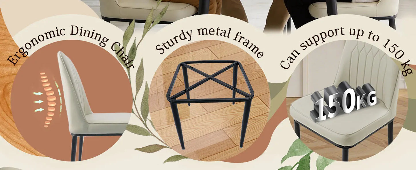 Durrafy High Back Dining Chairs 6-Piece Set, Modern Kitchen Side Chairs, Durable Metal Legs, Easy Cleaning for Daily Use