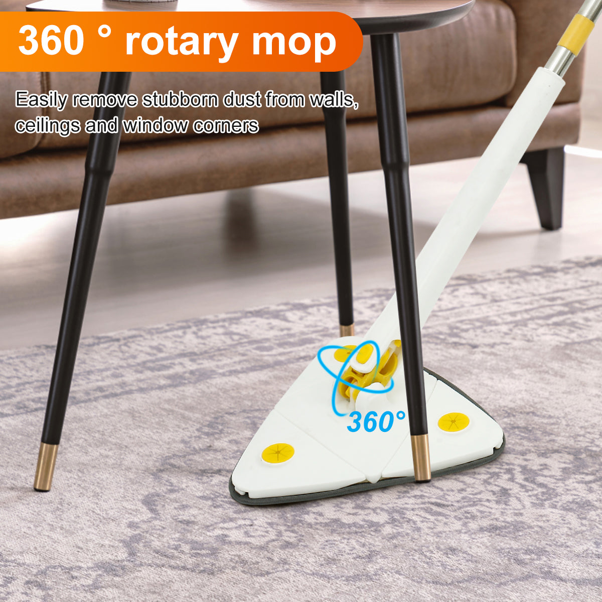 New Telescopic Triangle Mop Adjustable Squeeze Wet and Dry Use Water Absorption 360° Rotatable Spin Cleaning Mop Home Floor Tool
