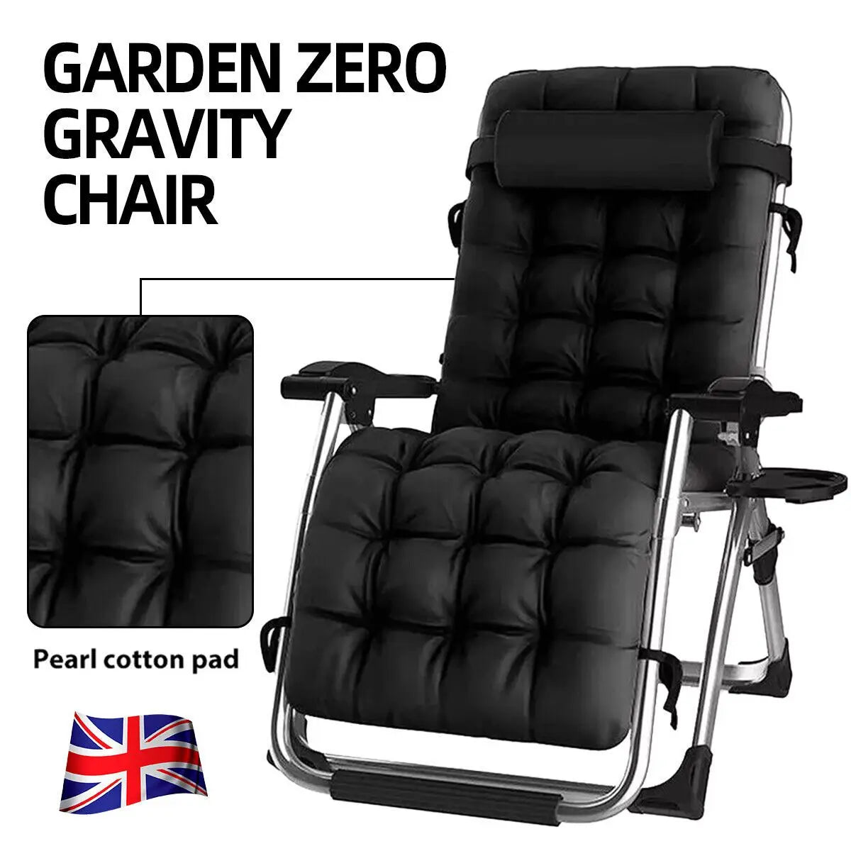 Zero Gravity Chair Reclining Sun Lounger Outdoor Garden Folding Adjustable
