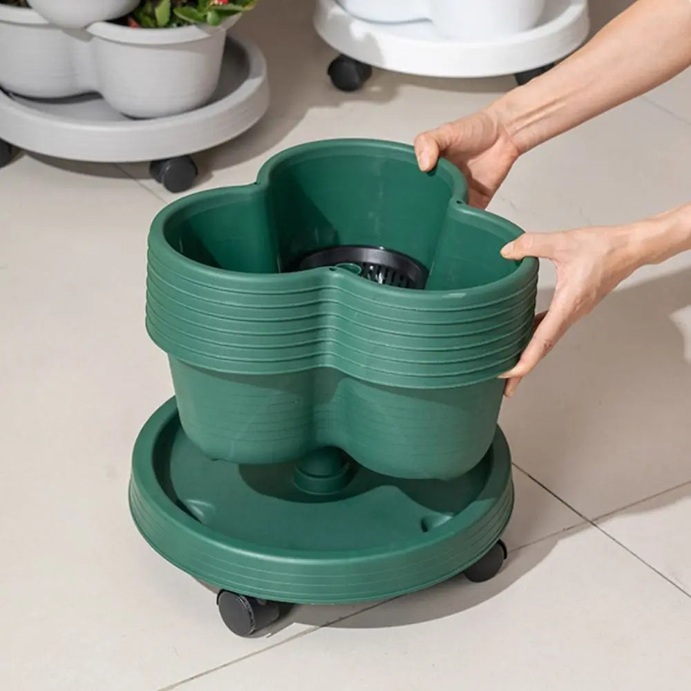New Vertical Tower Stackable FlowerPot Plastic with Movable Casters Flower Pot Multi-layer Strawberry Planter Tower Home Garden