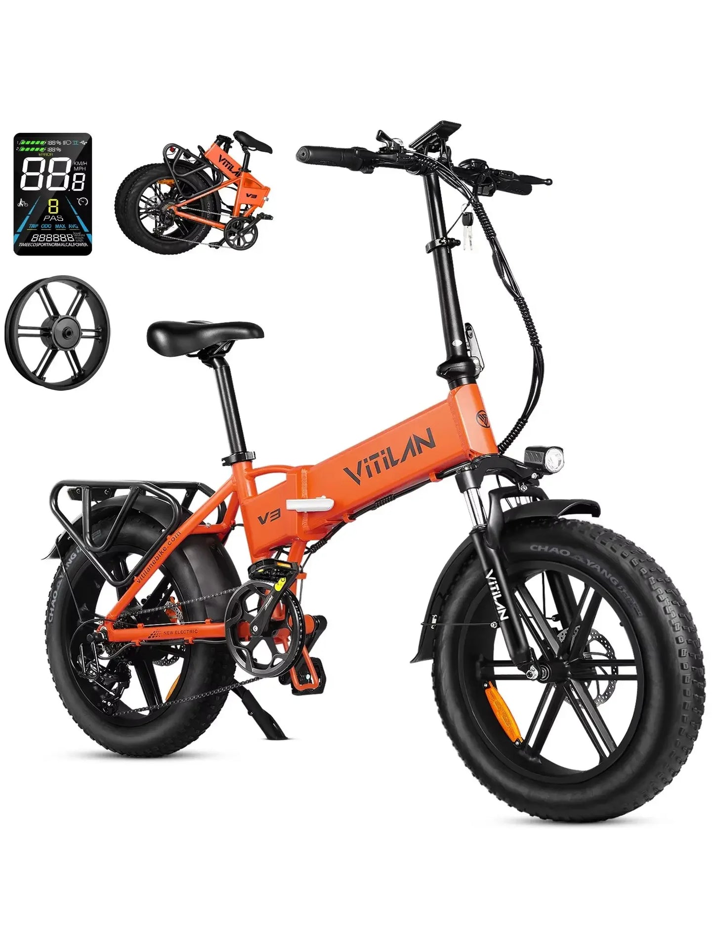 VITILAN V3 2.0 Electric-bicycle For Adults 750W Folding E-Mountain bike 48V13AH 20 inch Fat Tire Off Road Electric Bike