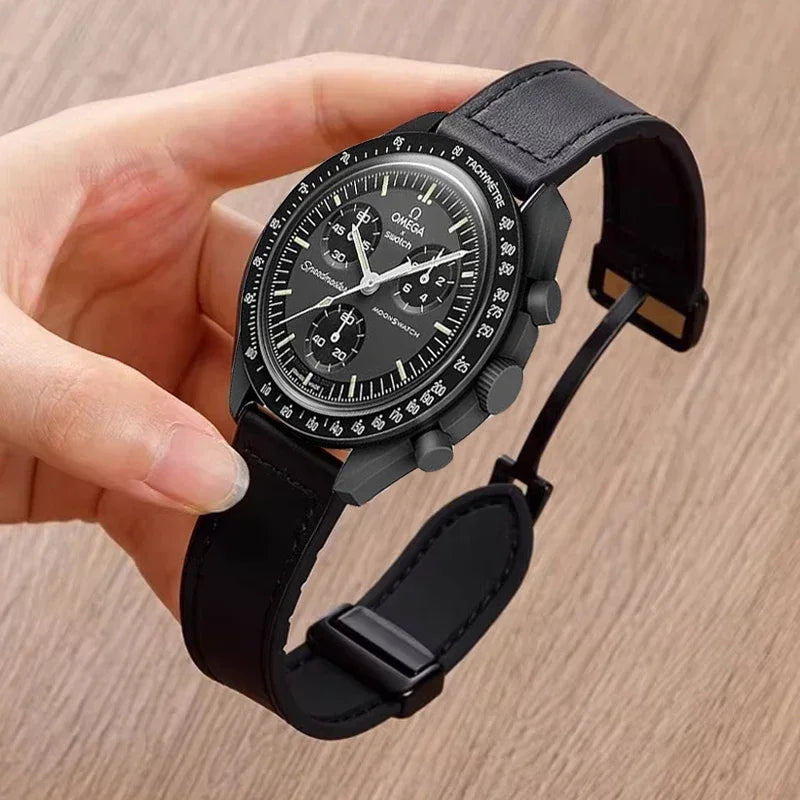 Leather+Silicone Strap For Omega X Swatch Joint MoonSwatch 20mm 22mm Magnetic Band For Xiaomi Watch S4 S3 S2 S1/Huawei GT2 3 4 5