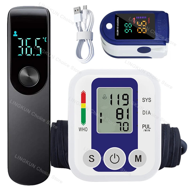 LCD Portable Health Care Pulse Meter BP Monitor Automatic Digital Arm Blood Pressure Monitor Tonometer Meter Sphygmomanometer