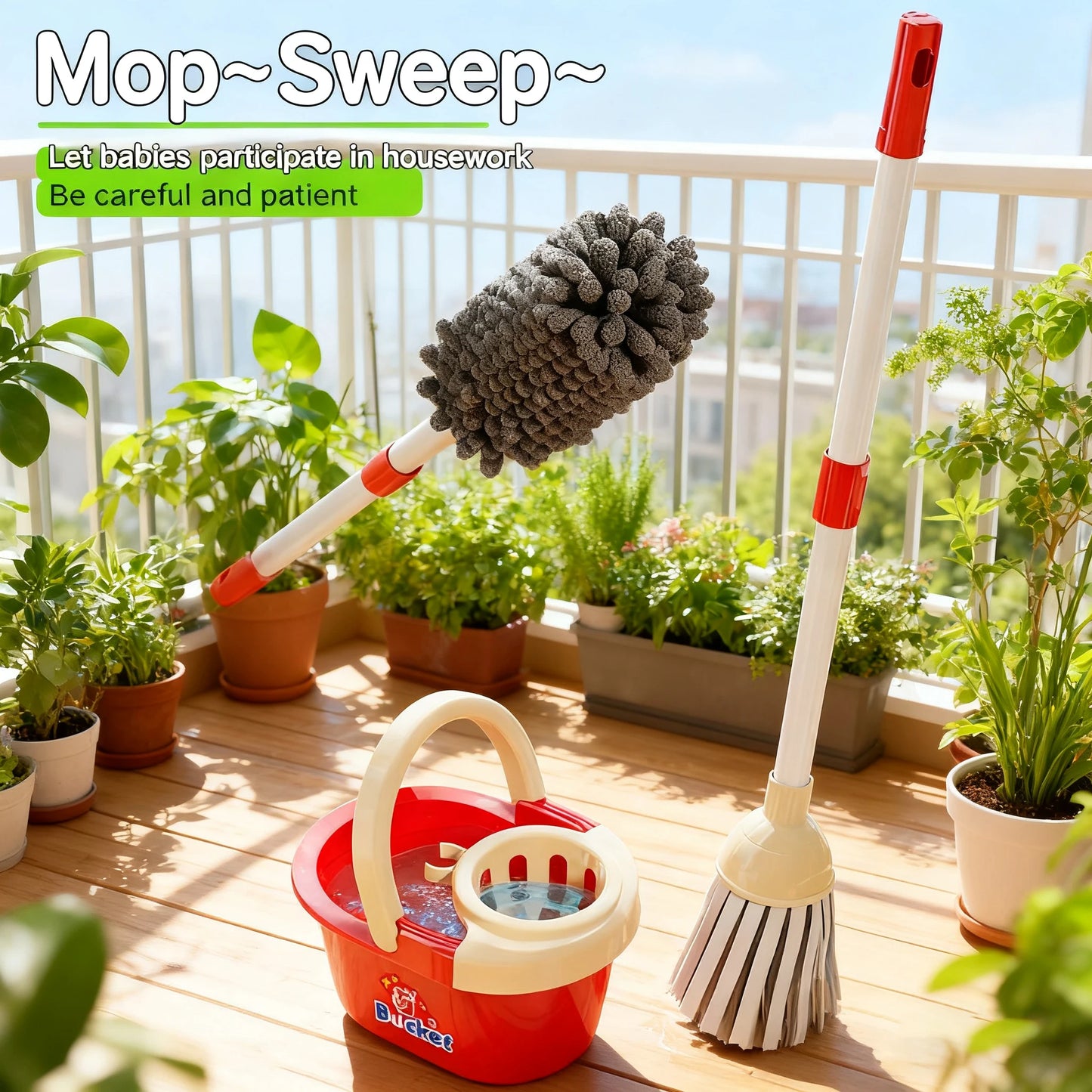 Kids Cleaning Toy Set Housekeeping Electric Vacuum Cleaner Tool Girls Pretend House Play Toys Broom and Mop Set for Kids Gift