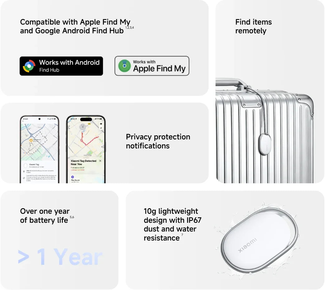 Xiaomi Tag Tracker Smart  Anti Lost Device Global Version Compatible Apple Find My and Google Android Find Hub Bluetooth 5.4