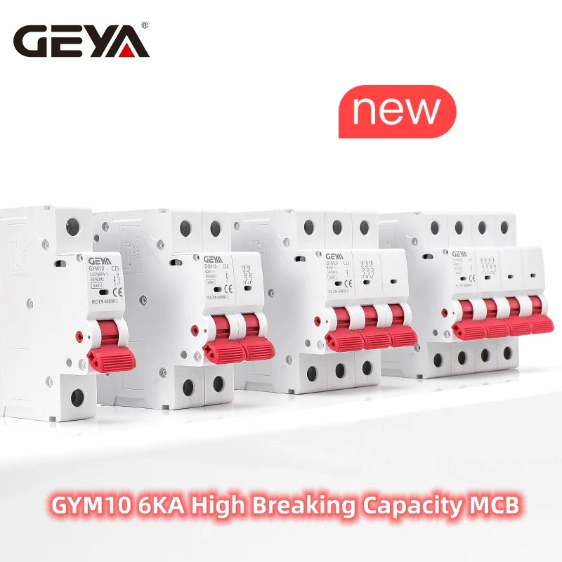 GEYA GYM10 AC MCB 2Pole 6A 10A 16A 20A 25A 32A 40A 50A 63A 220V/400V Mini Circuit Breaker C Curve 6KA CE CB Approved