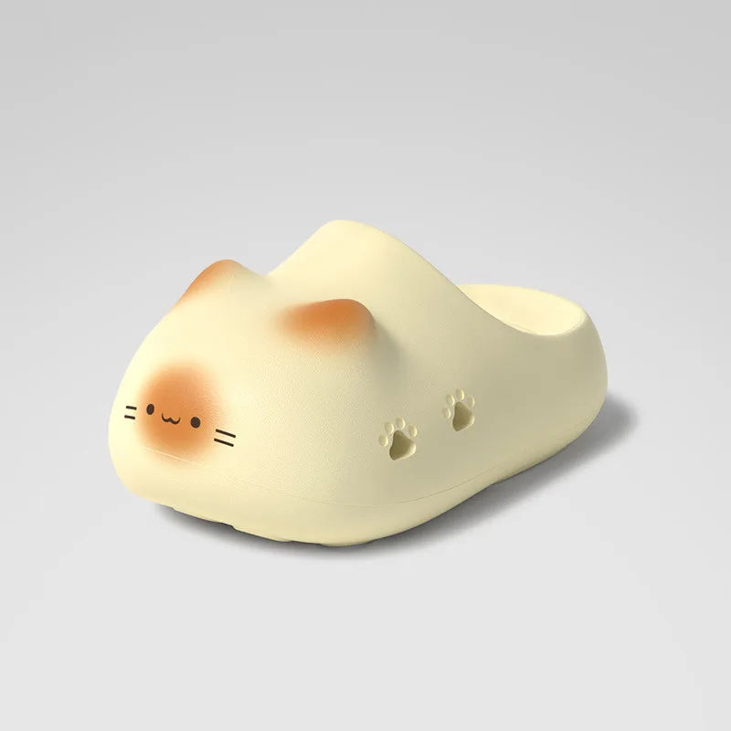 Kawaii Kitty Designer Slippers Women's Bottom Cat Paw Shoes Winter Warm Waterproof Mules Clogs Woman Kitten Home Slipper Adult