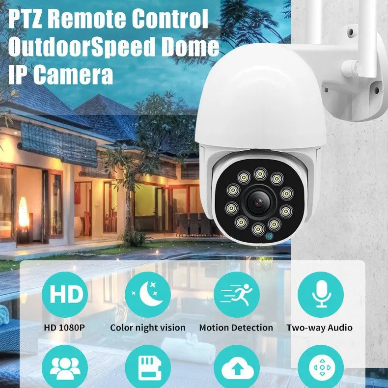2MP 1080P Eseecloud APP  Full Color Wireless PTZ  IP Dome Camera AI Humanoid Motion Detection Home Security CCTV Monitor