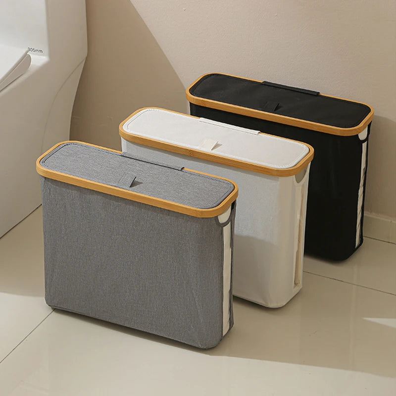 Toilet Paper Storage Basket with Transparent Window and Lid Paper Toys Laundry Storage Organizers for Bathroom Accessories
