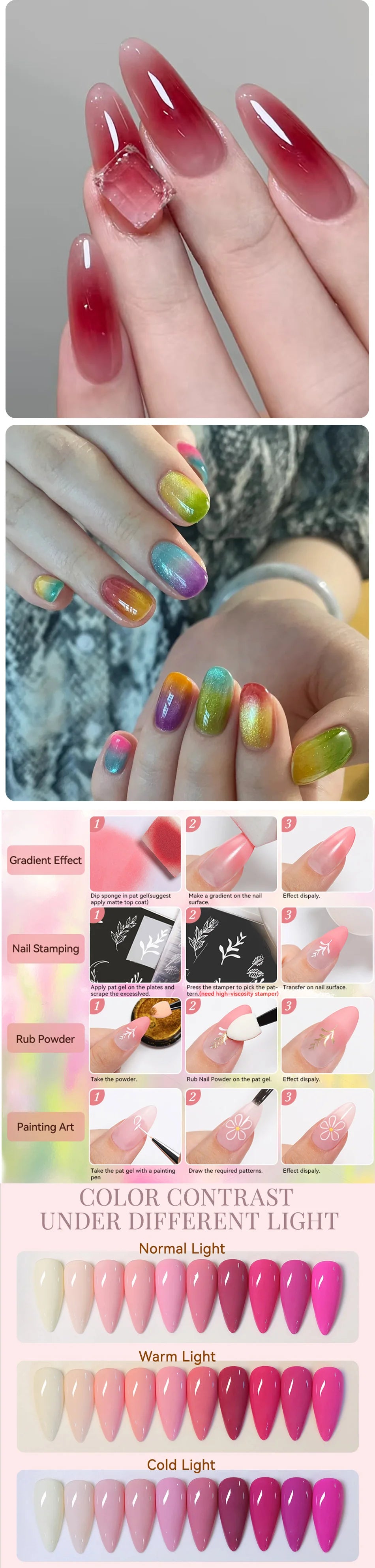 UR SUGAR 4 in 1 16 Colors Pat Painting Gel For Gradient  Stamping Drawing Pattern UV/LED  Gradient Patting Gel Palette