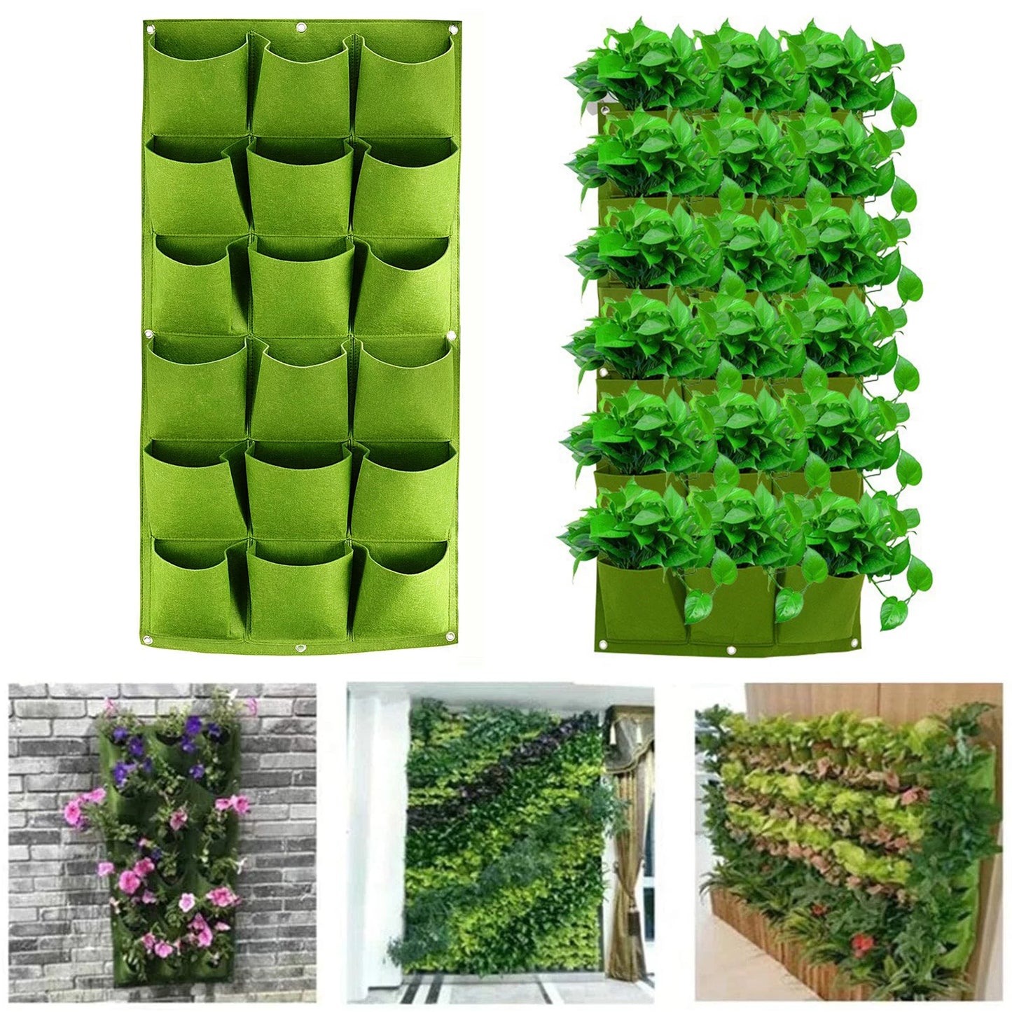 Hanging Plant Grow Bags Vertical Wall Mounted Planter For Outdoor And Indoor Use Felt Material Space-saving Design For Gardening