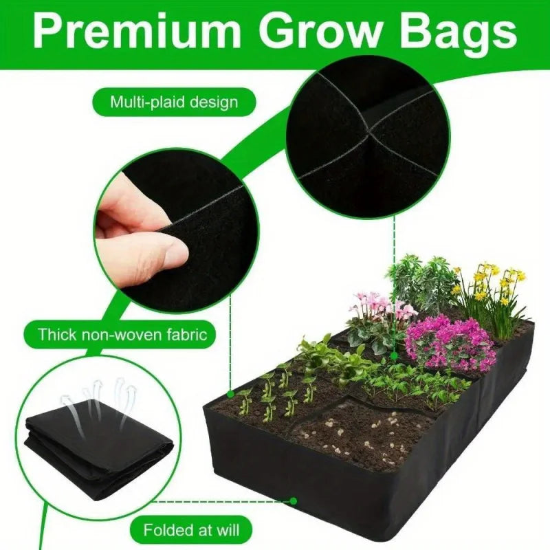 Felt Fabric Raised Garden Bed, 8-Grid Portable Rectangle Grow Bag, Reusable Vegetable Planter Box for Indoor & Outdoor Gardening