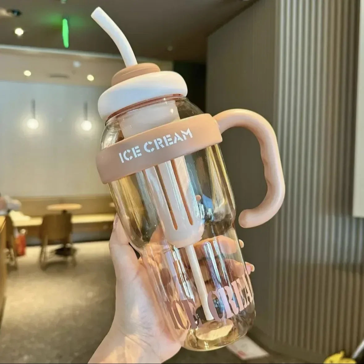 1100ML Sports Water Bottle Cute Aesthetic Large Capacity Straw Cup for Women Children Water Cup Summer Outdoor Portable Use
