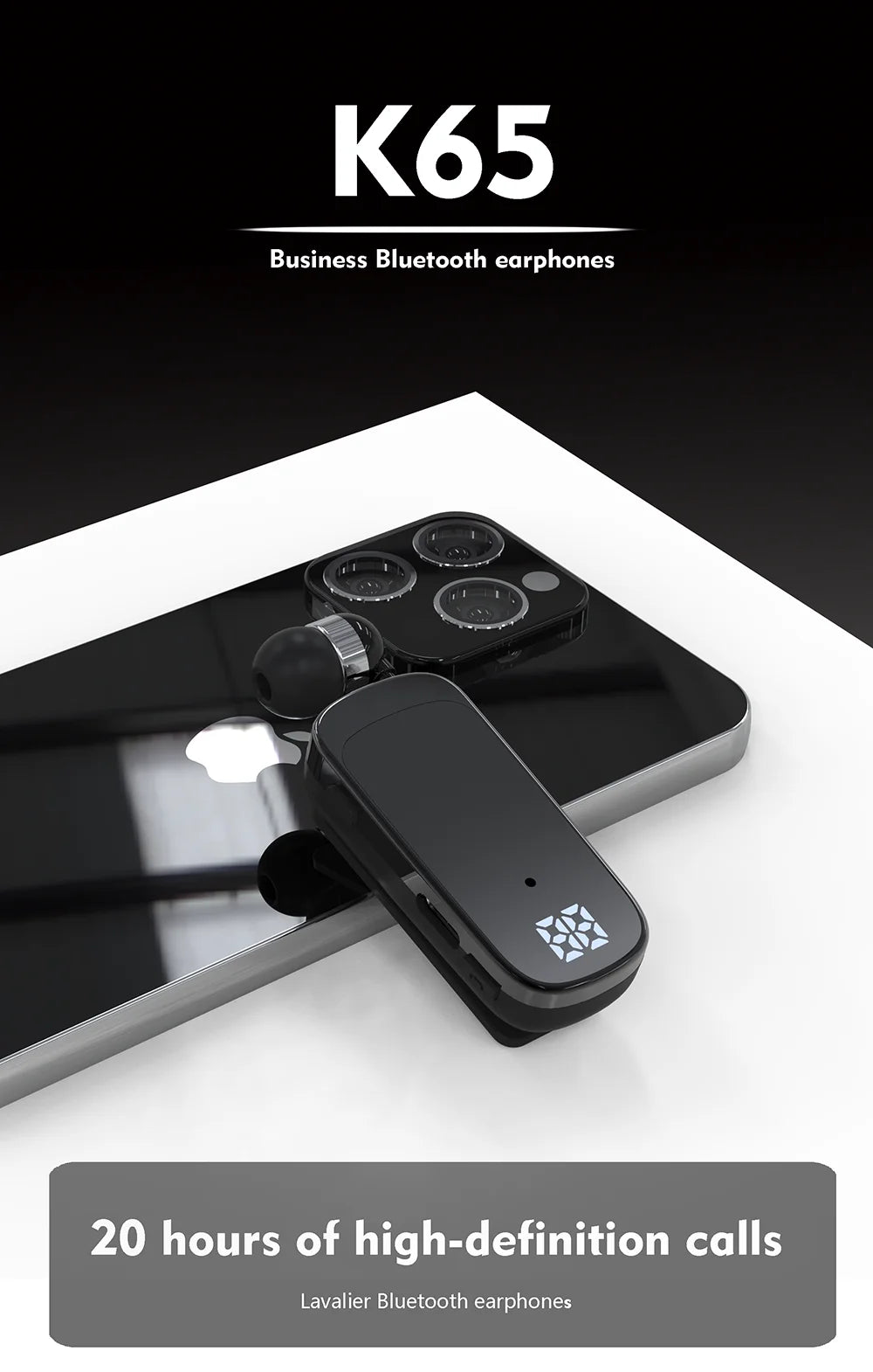 K65 20 Hours Work Time Mini Wireless Bluetooth Headset handsfree Call Remind Vibration Sport Clip Driver Earphone F920 K55 F580