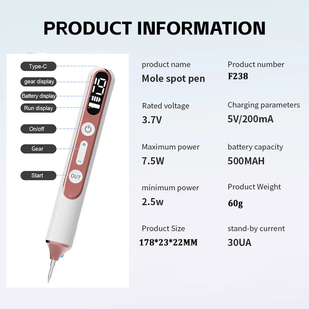 Skin Tag Remover Wart Eliminator Laser Plasma Pen Papillomas Electric Freckle Dark Spot Mole Removal Skin Tag Remover Pen