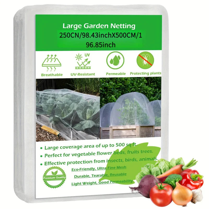 1-Piece Set 98.43x196.85 Inch Mesh Mosquito Net Garden Pest Barrier Elevated Bed Cover for Plant Protection
