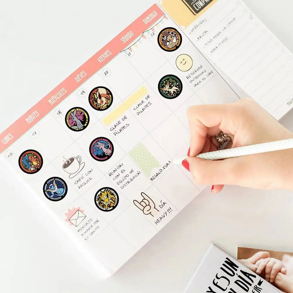 500/1000PCS Pokemon Pikachu Roll Stickers Cartoon Scrapbook Phone Gift Living Waterproof Coffee Phone Stationery Luggage Decals