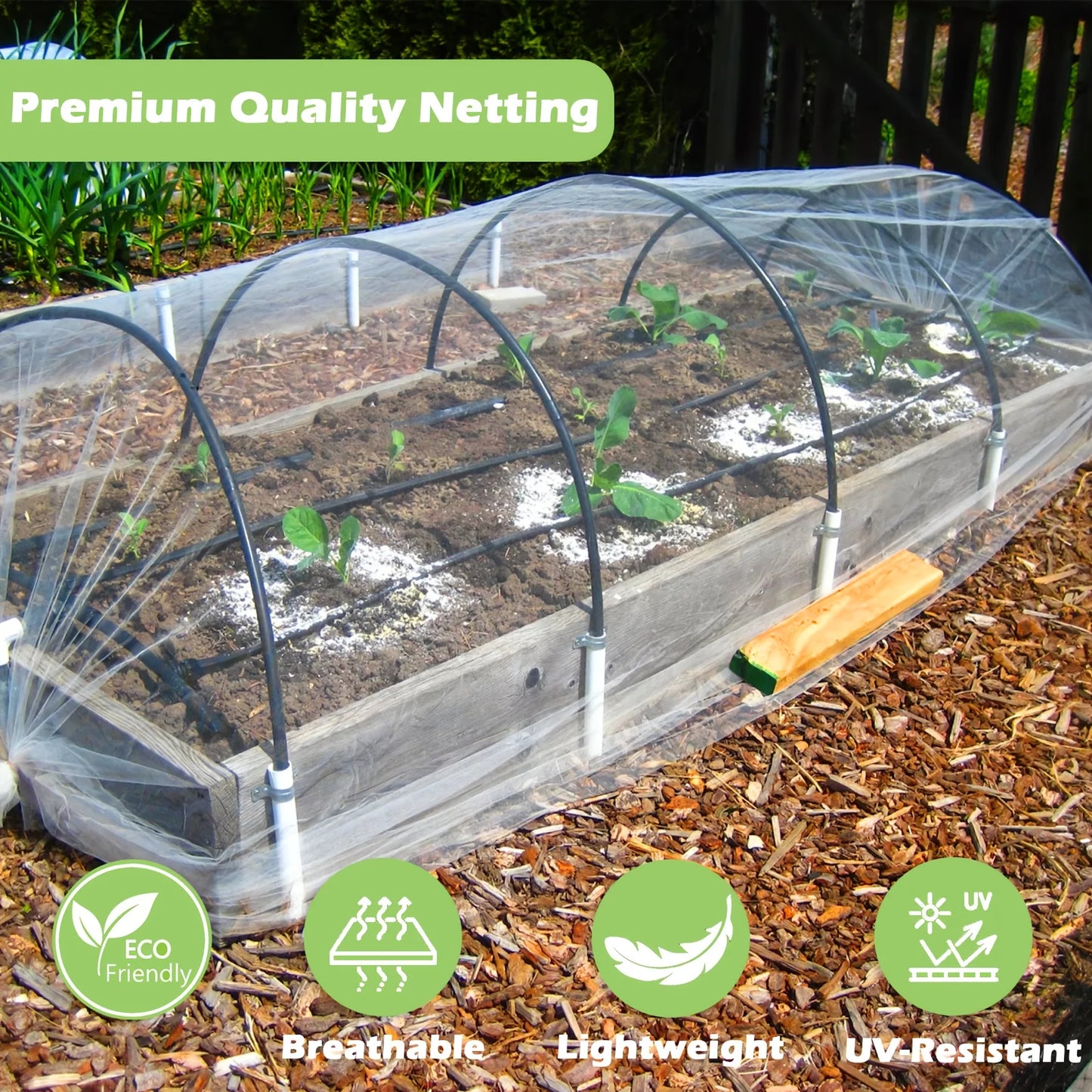 1-Piece Set 98.43x196.85 Inch Mesh Mosquito Net Garden Pest Barrier Elevated Bed Cover for Plant Protection