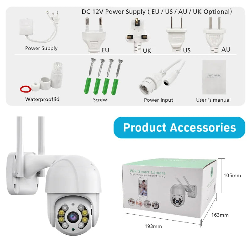 4K 8MP Wireless IP Camera Outdoor Security Wifi PTZ Camera 4MP HD Auto Tracking Video Surveillance CCTV Camera P2P iCsee APP